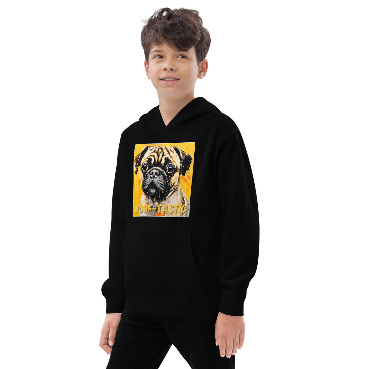 Kids fleece hoodie Woof-tastic Pug