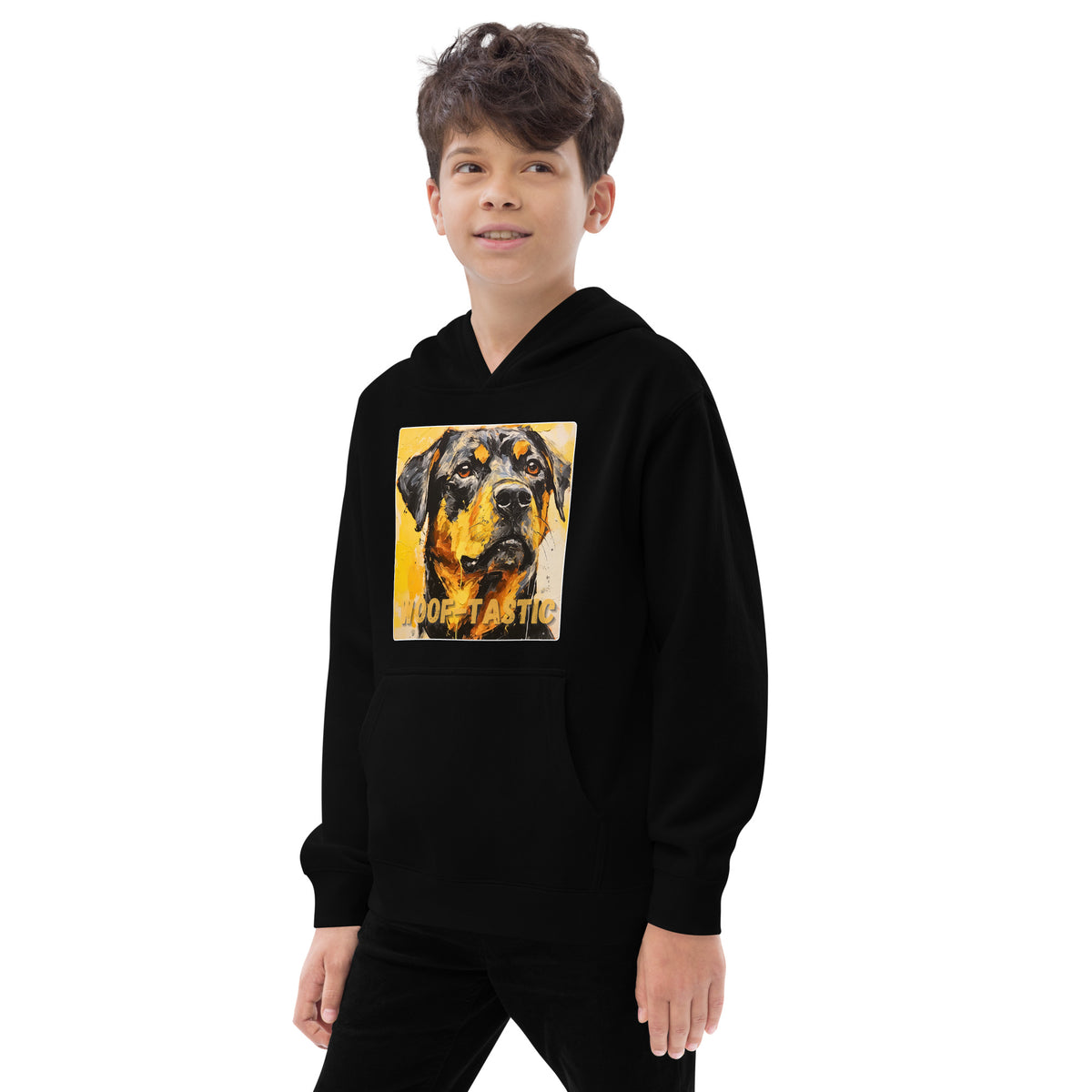 Kids fleece hoodie Woof-tastic Rottweiler