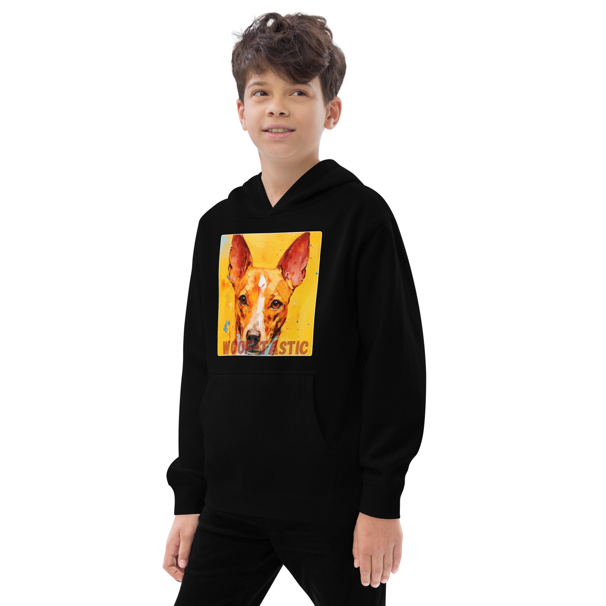 Kids fleece hoodie Woof-tastic Basenji