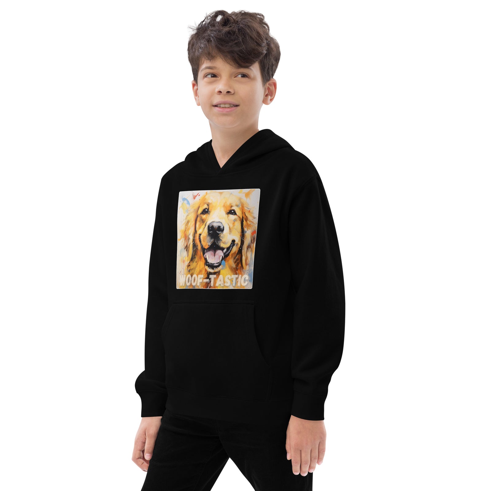 Kids fleece hoodie Woof-tastic Golden Retriever