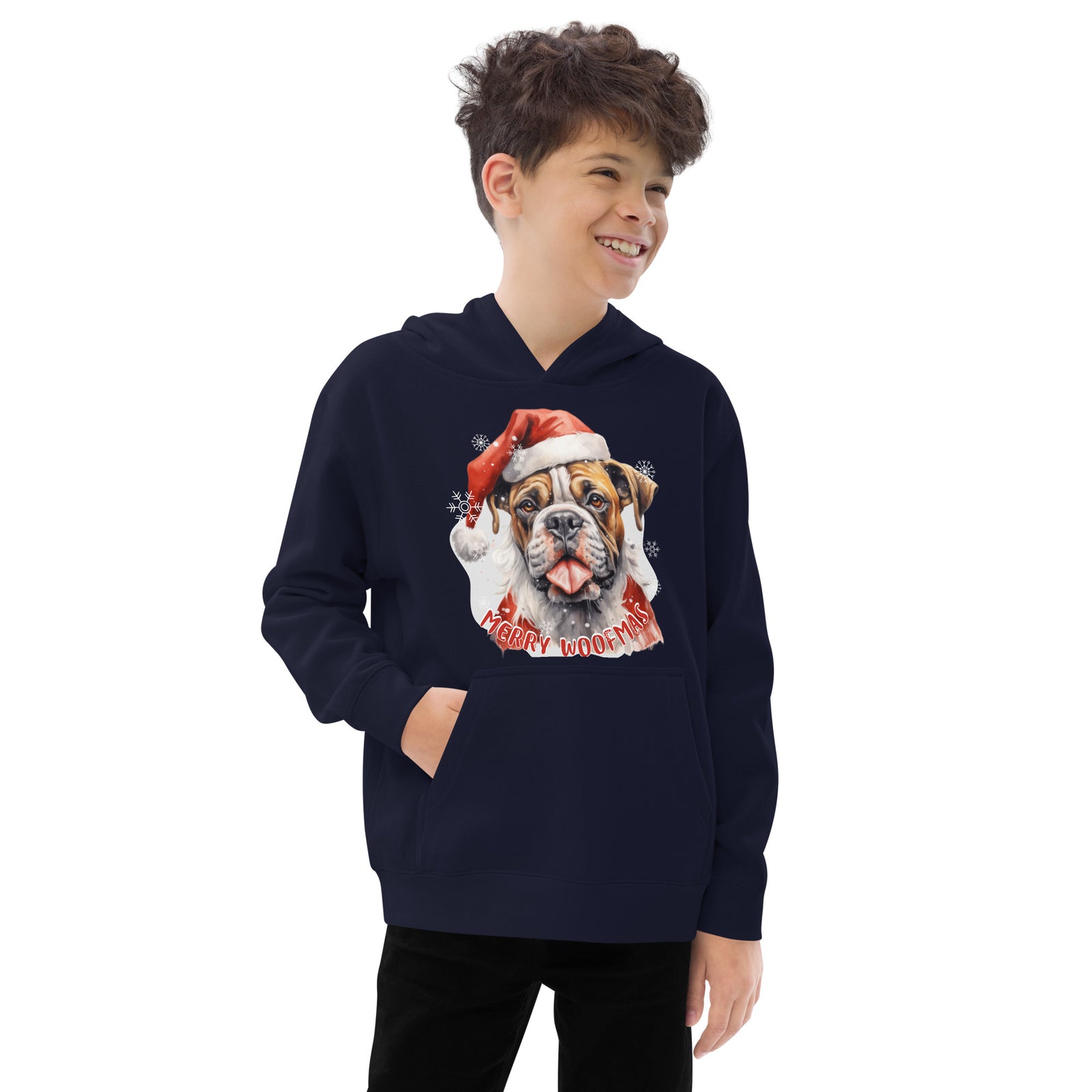 Kids fleece hoodie Boxer - Merry Woofmas