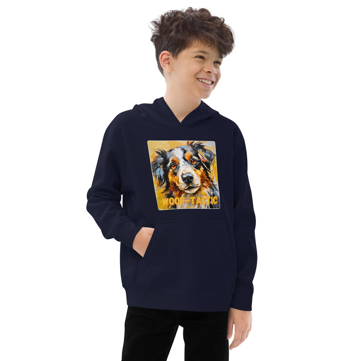 Kids fleece hoodie Woof-tastic Australian Shepherd