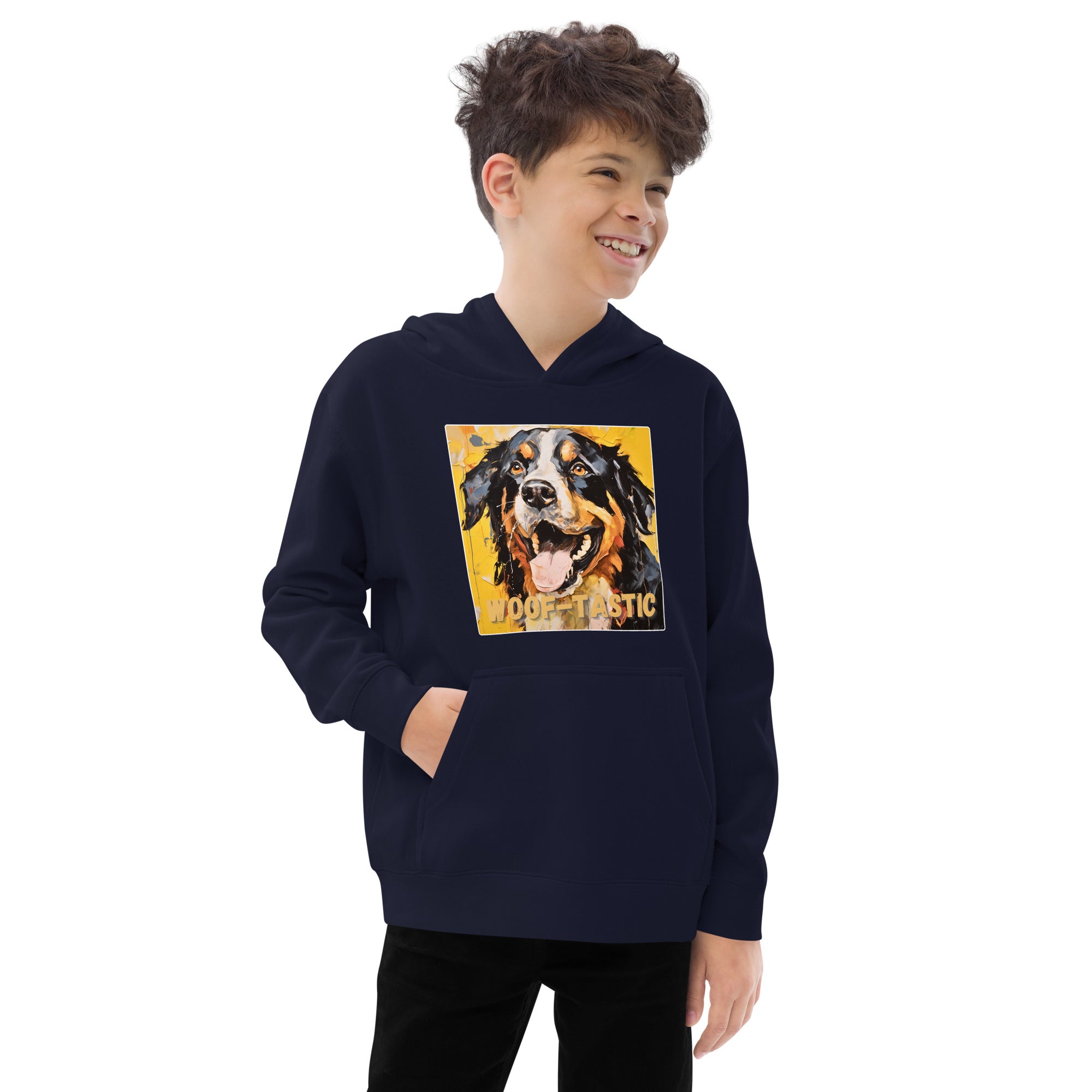 Kids fleece hoodie Woof-tastic Bernese Mountain Dog