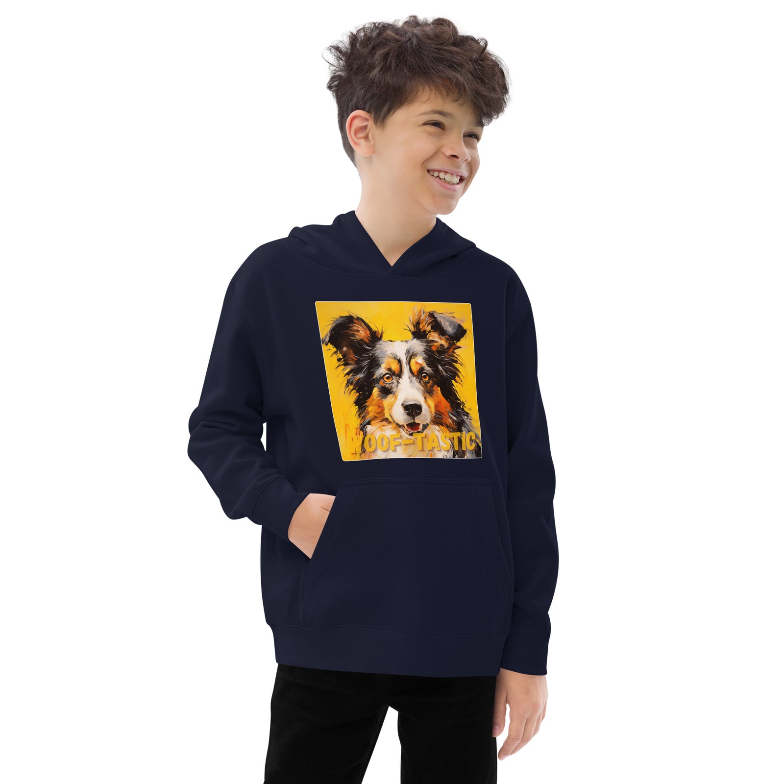 Kids fleece hoodie Woof-tastic Shetland Sheepdog