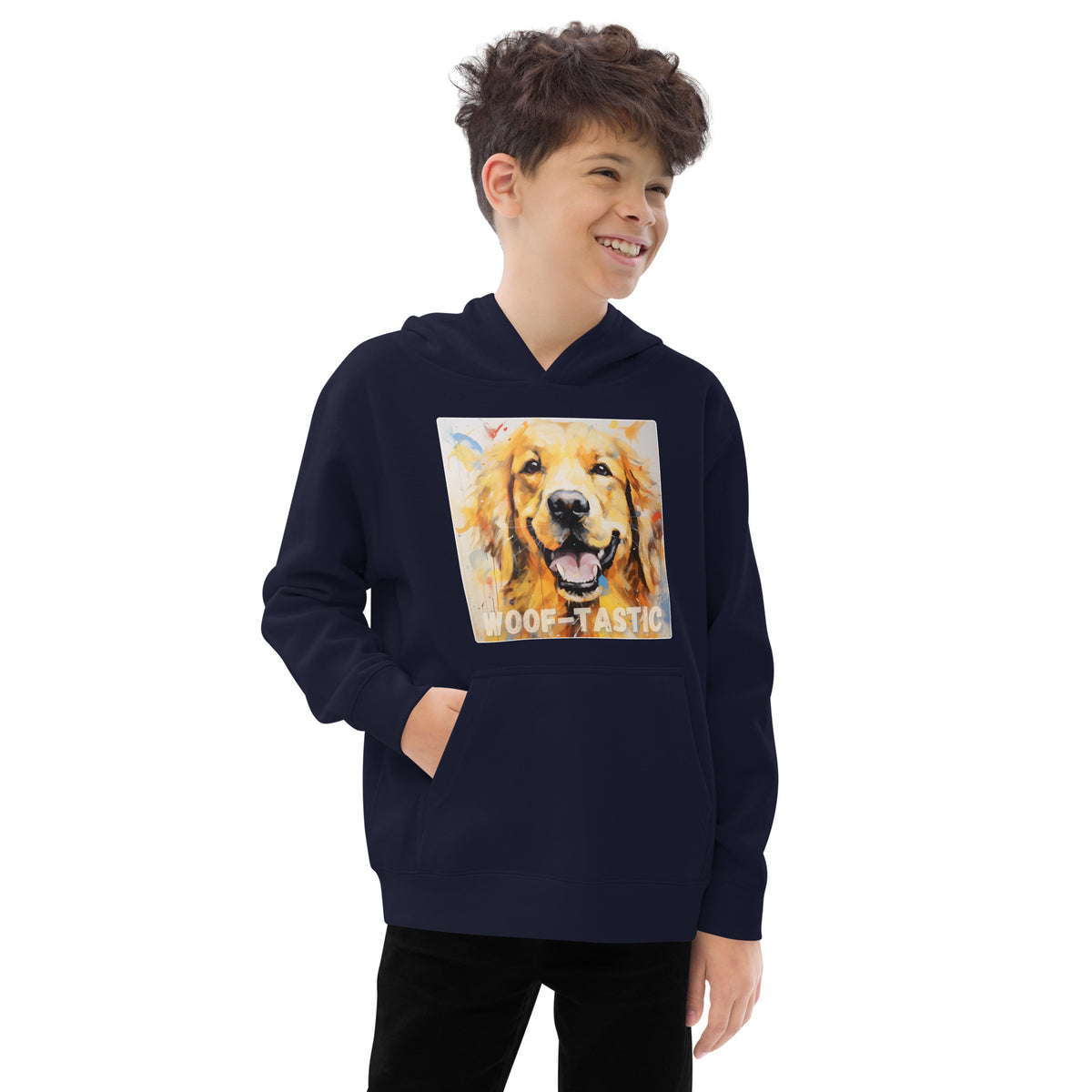 Kids fleece hoodie Woof-tastic Golden Retriever