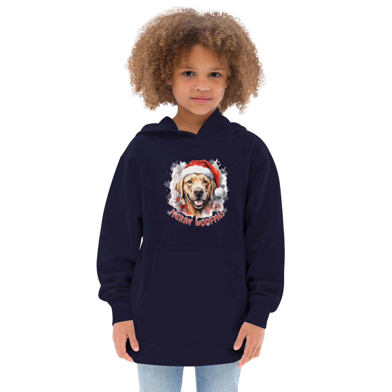 Kids fleece hoodie Labrador - Merry Woofmas