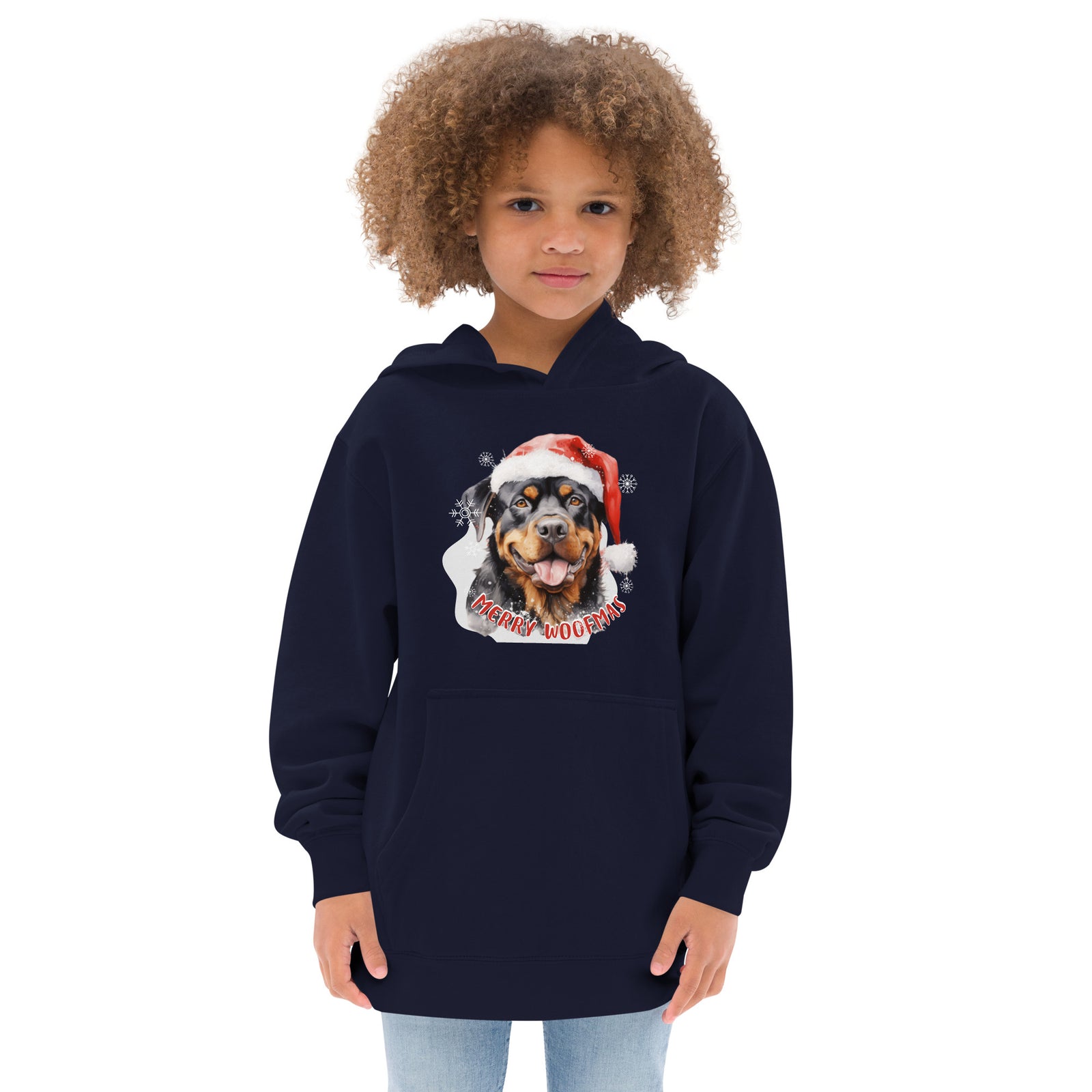 Kids fleece hoodie Rottweiler - Merry Woofmas