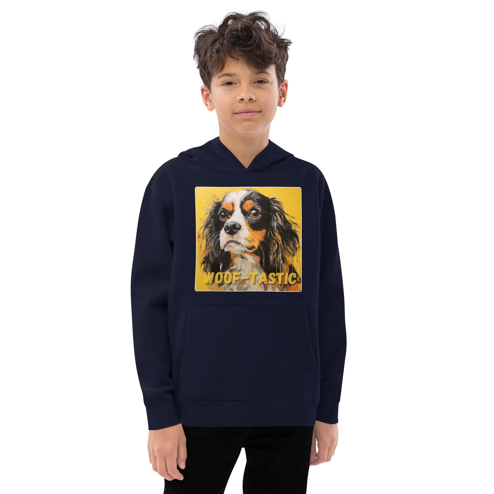 Kids fleece hoodie Woof-tastic Cavalier King Charles Spaniel