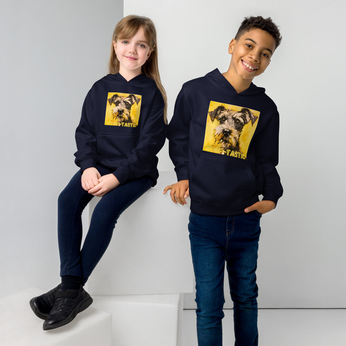 Kids fleece hoodie Woof-tastic Miniature Schnauzer