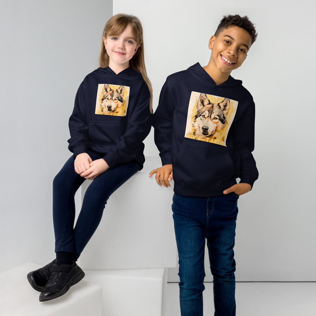 Kids fleece hoodie Woof-tastic Siberian Husky