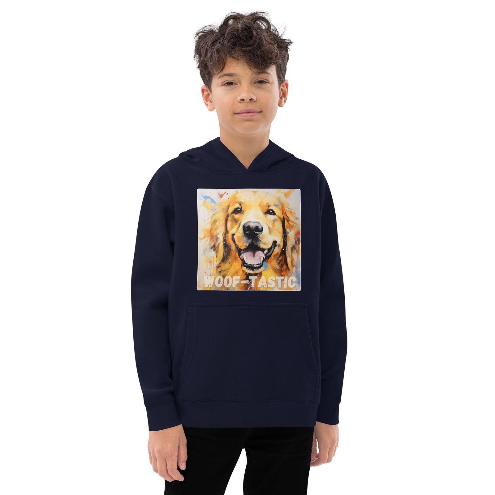 Kids fleece hoodie Woof-tastic Golden Retriever