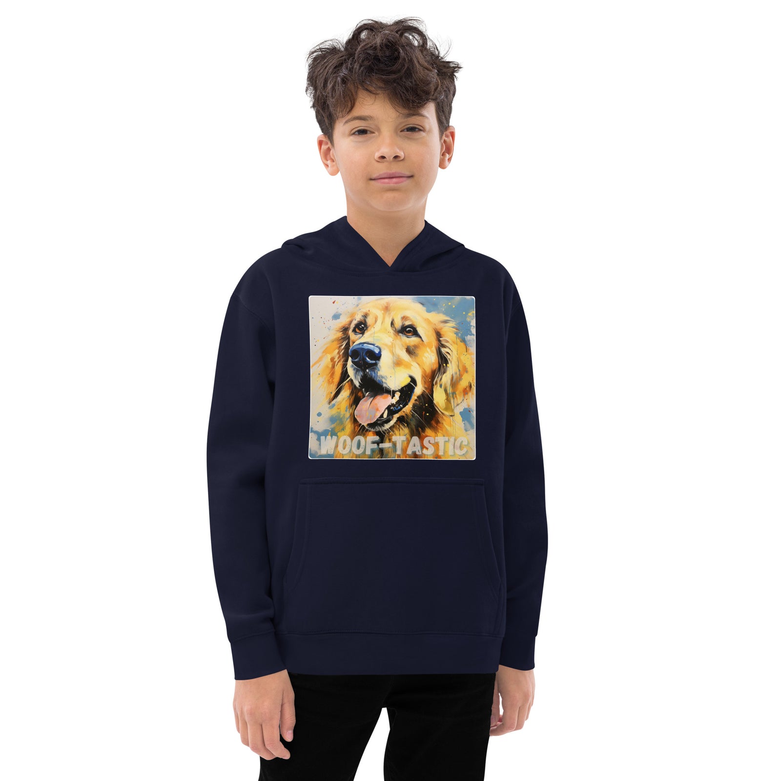 Kids fleece hoodie Woof-tastic Golden Retriever