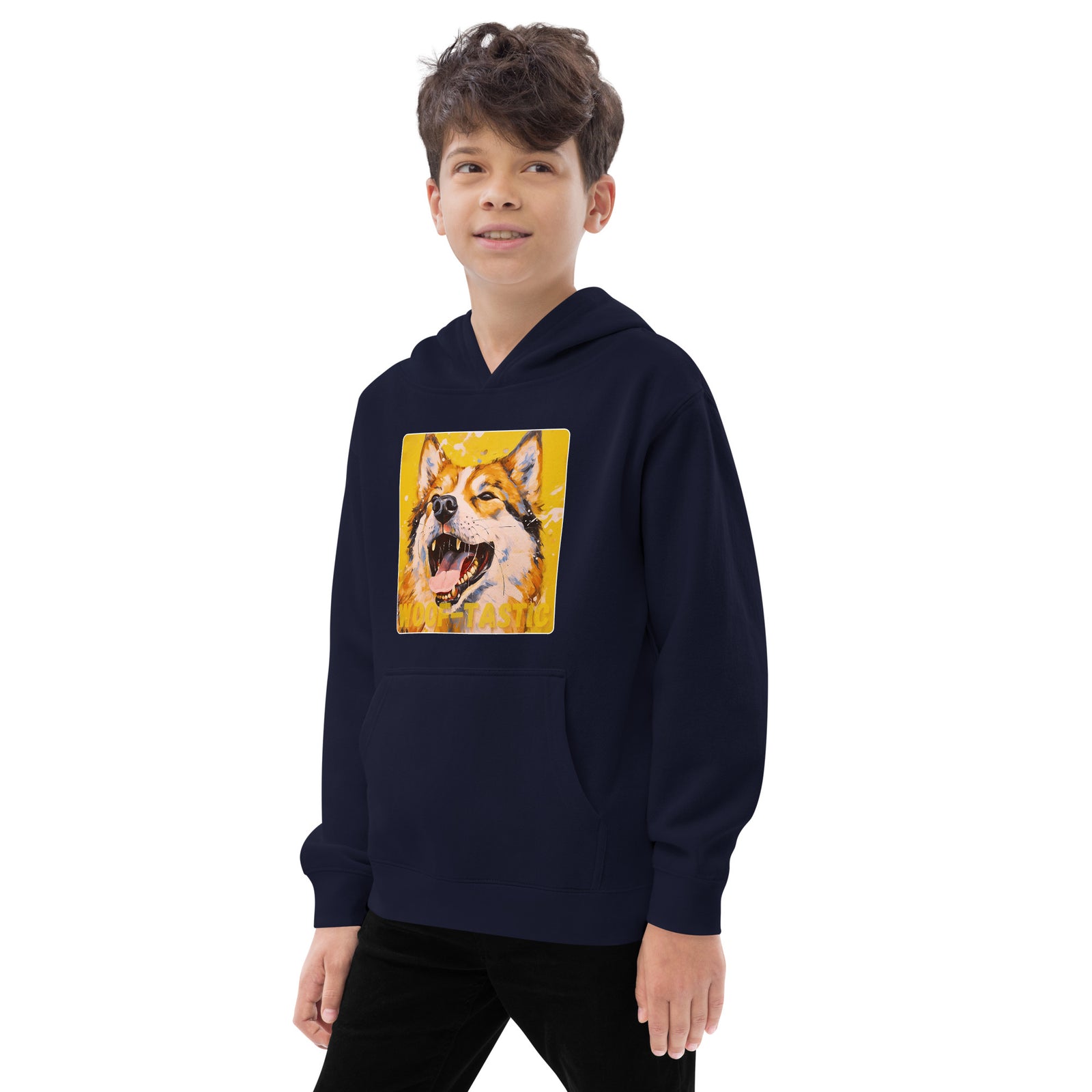 Kids fleece hoodie Woof-tastic Akita