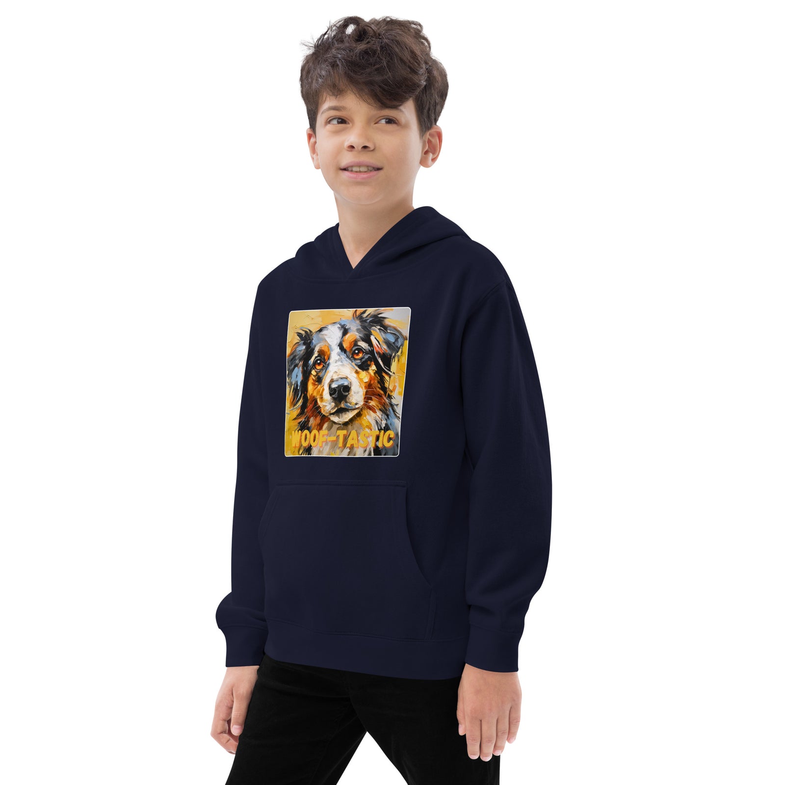 Kids fleece hoodie Woof-tastic Australian Shepherd