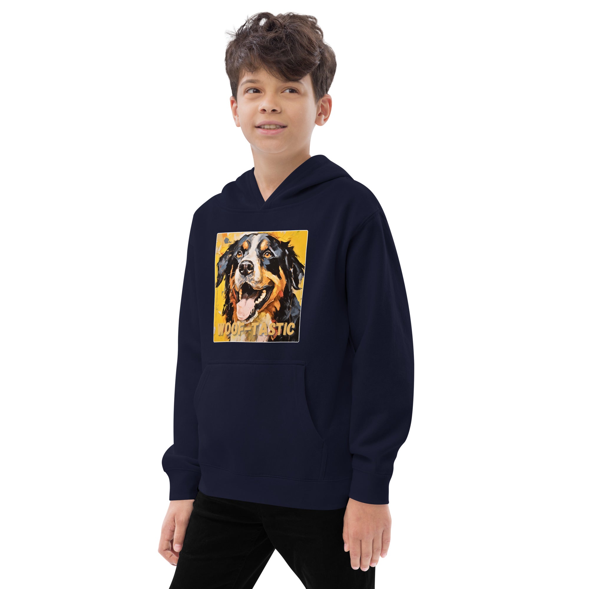 Kids fleece hoodie Woof-tastic Bernese Mountain Dog