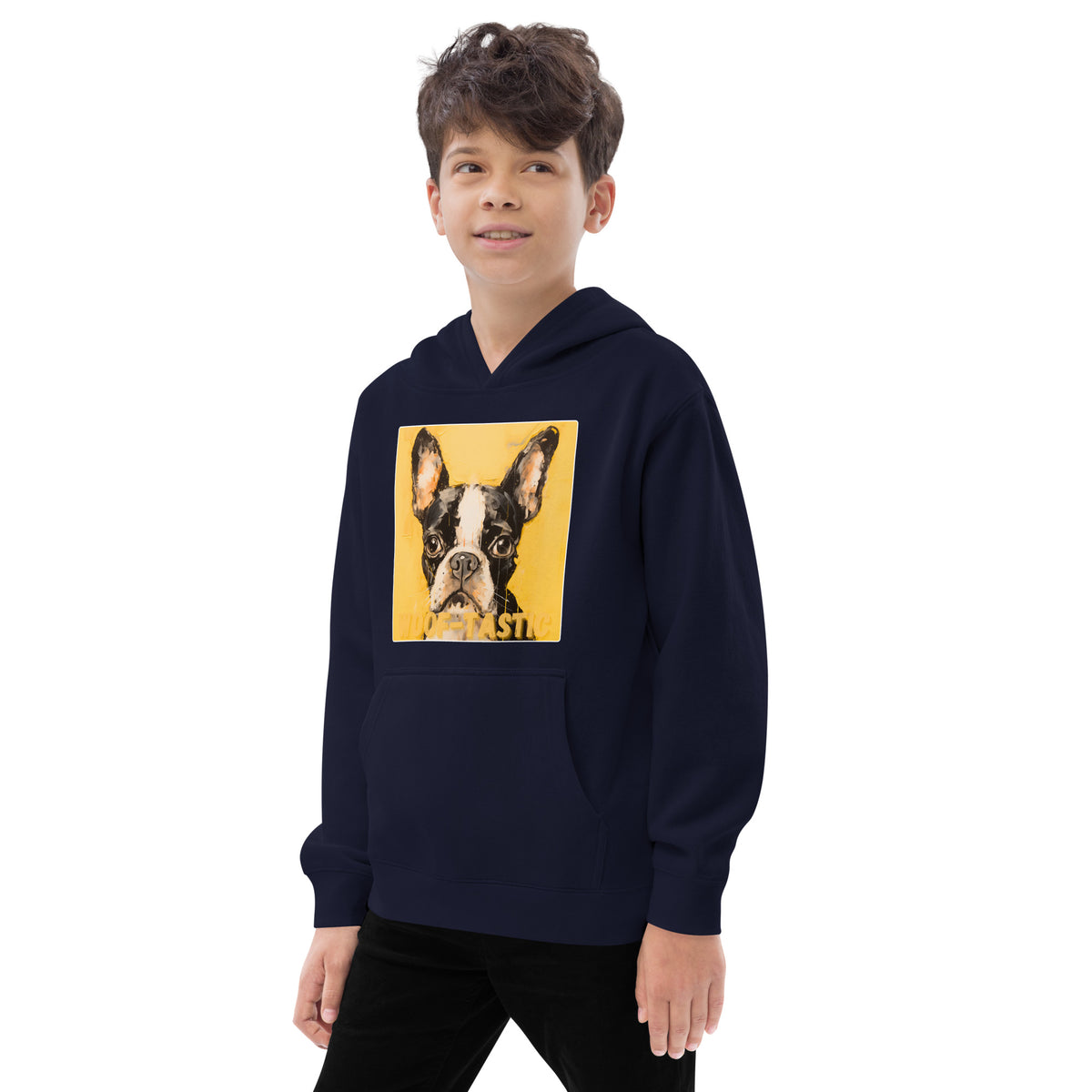 Kids fleece hoodie Woof-tastic Boston Terrier