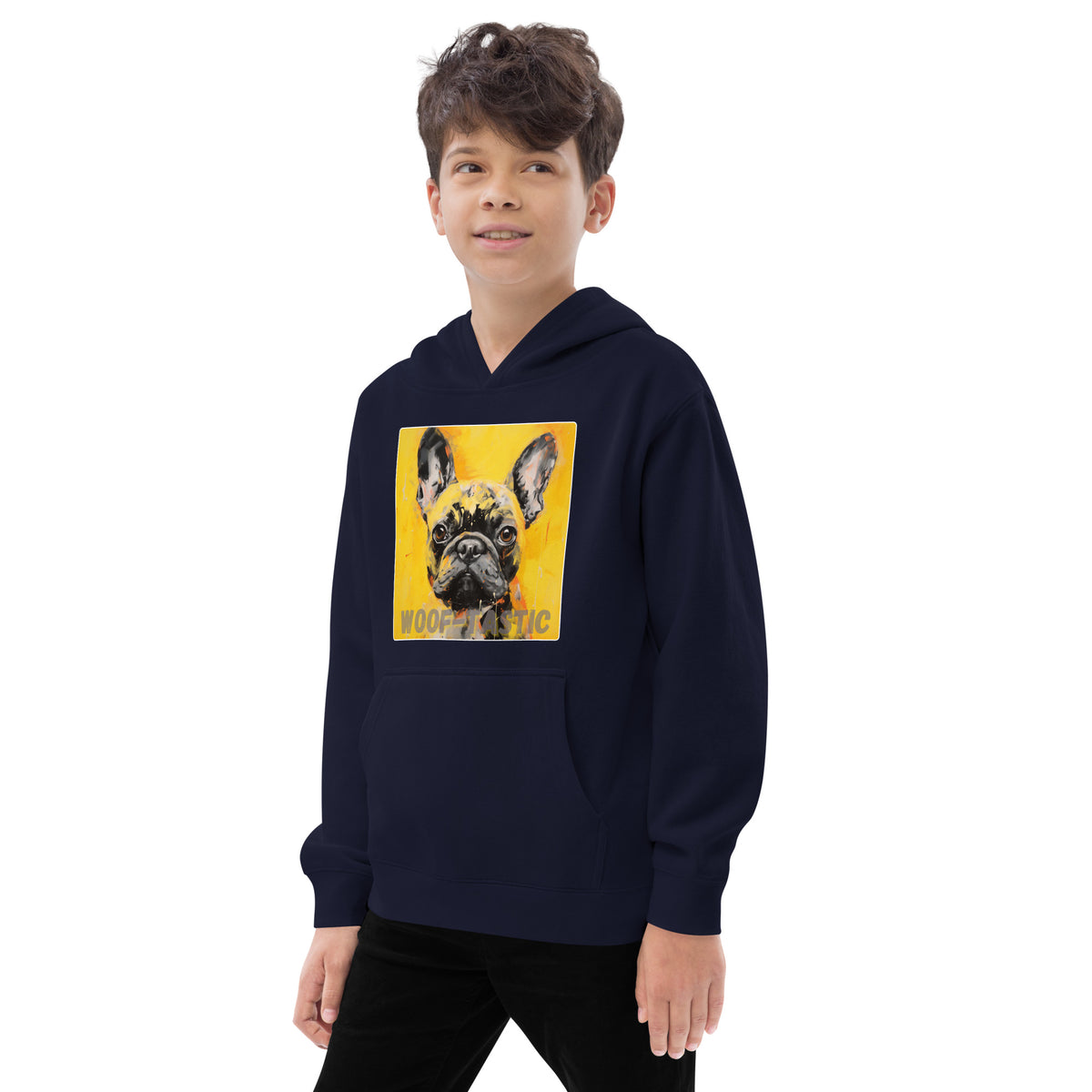 Kids fleece hoodie Woof-tastic French Bulldog