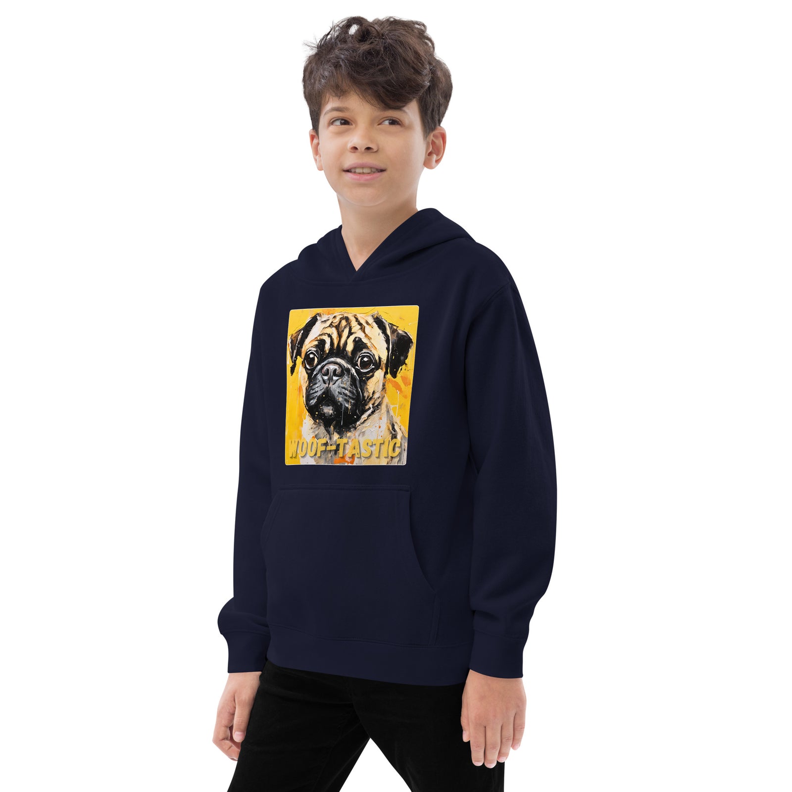 Kids fleece hoodie Woof-tastic Pug