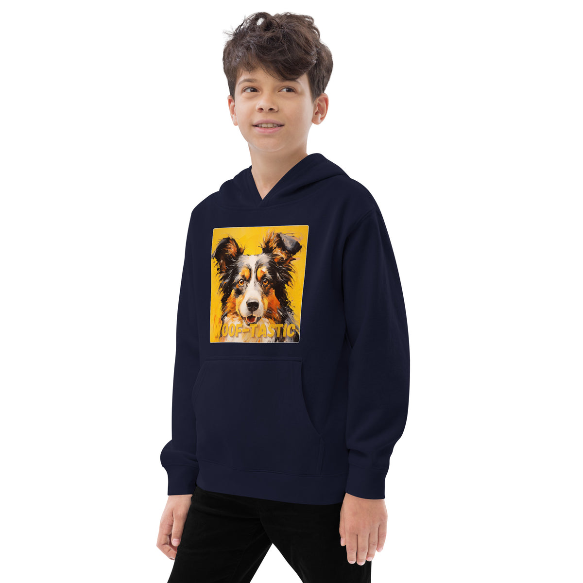 Kids fleece hoodie Woof-tastic Shetland Sheepdog