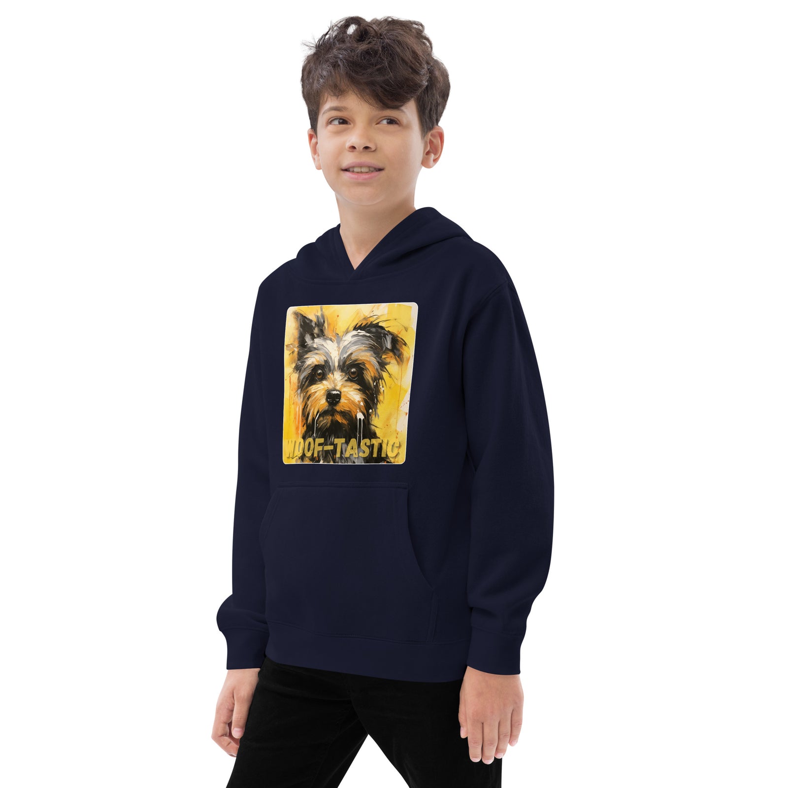 Kids fleece hoodie Woof-tastic Yorkshire Terrier