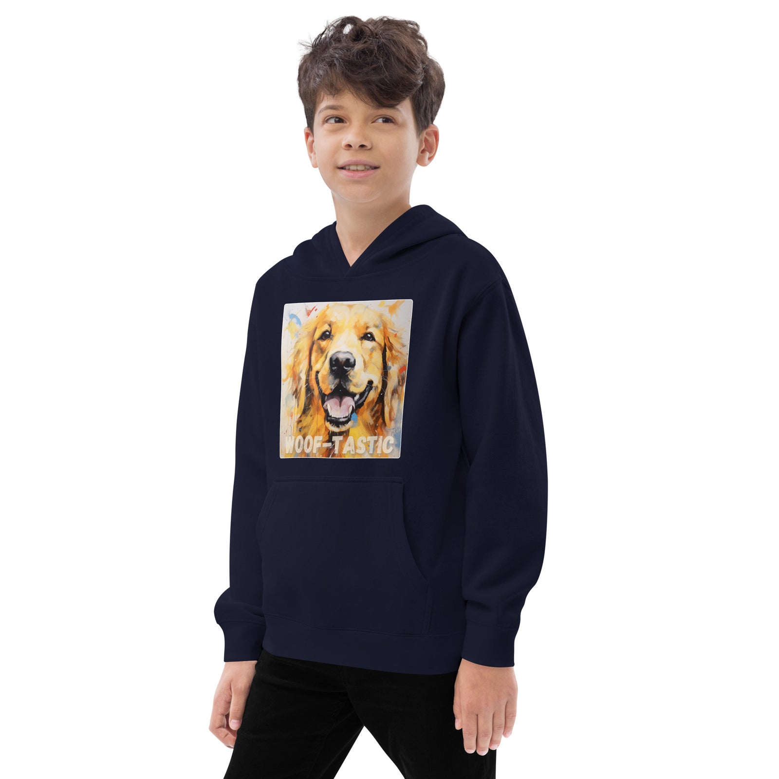 Kids fleece hoodie Woof-tastic Golden Retriever