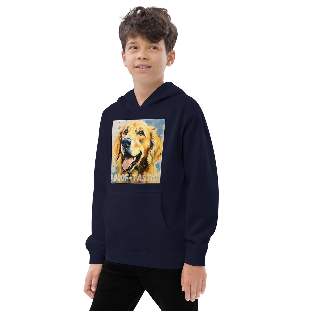 Kids fleece hoodie Woof-tastic Golden Retriever