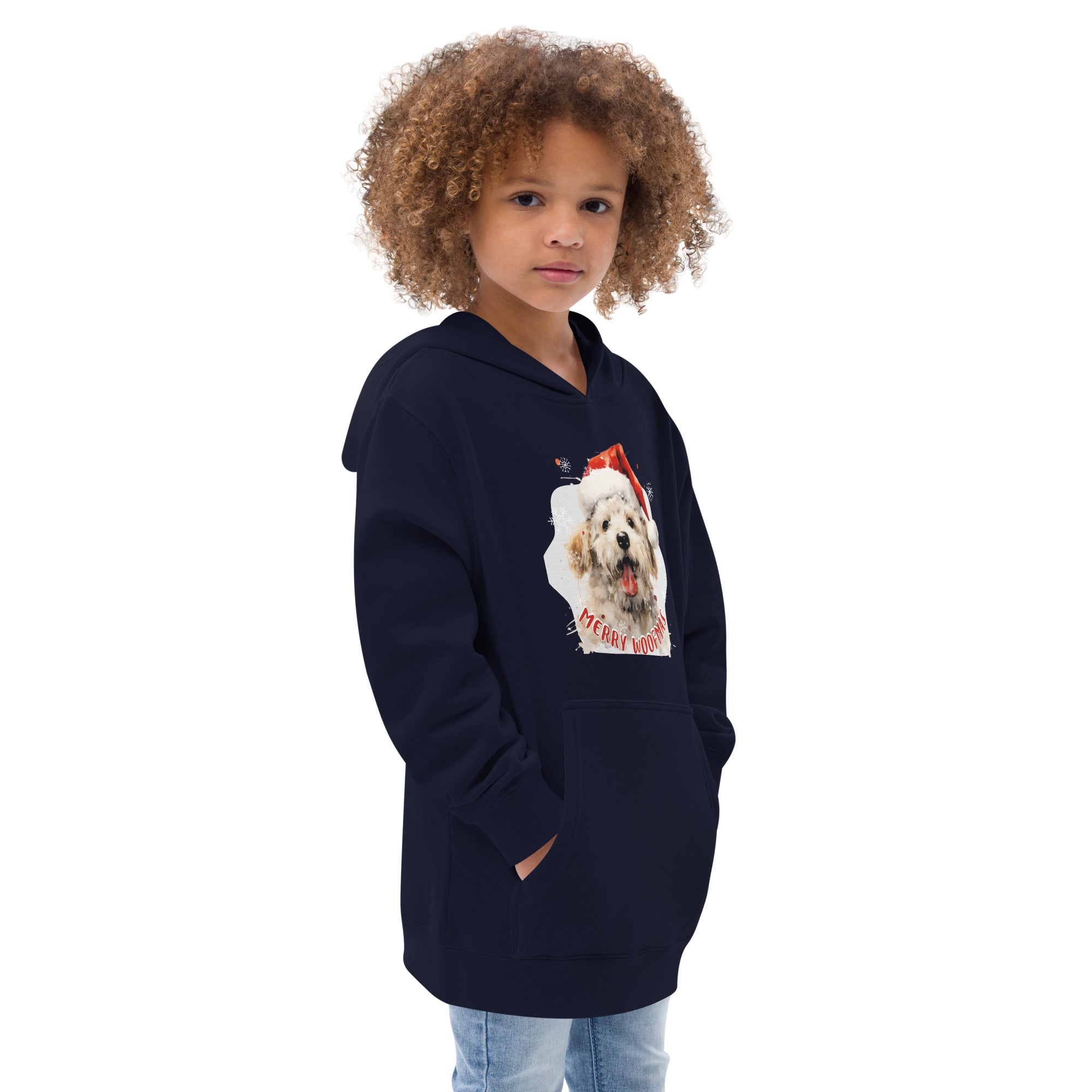 Kids fleece hoodie Bichon Frise - Merry Woofmas