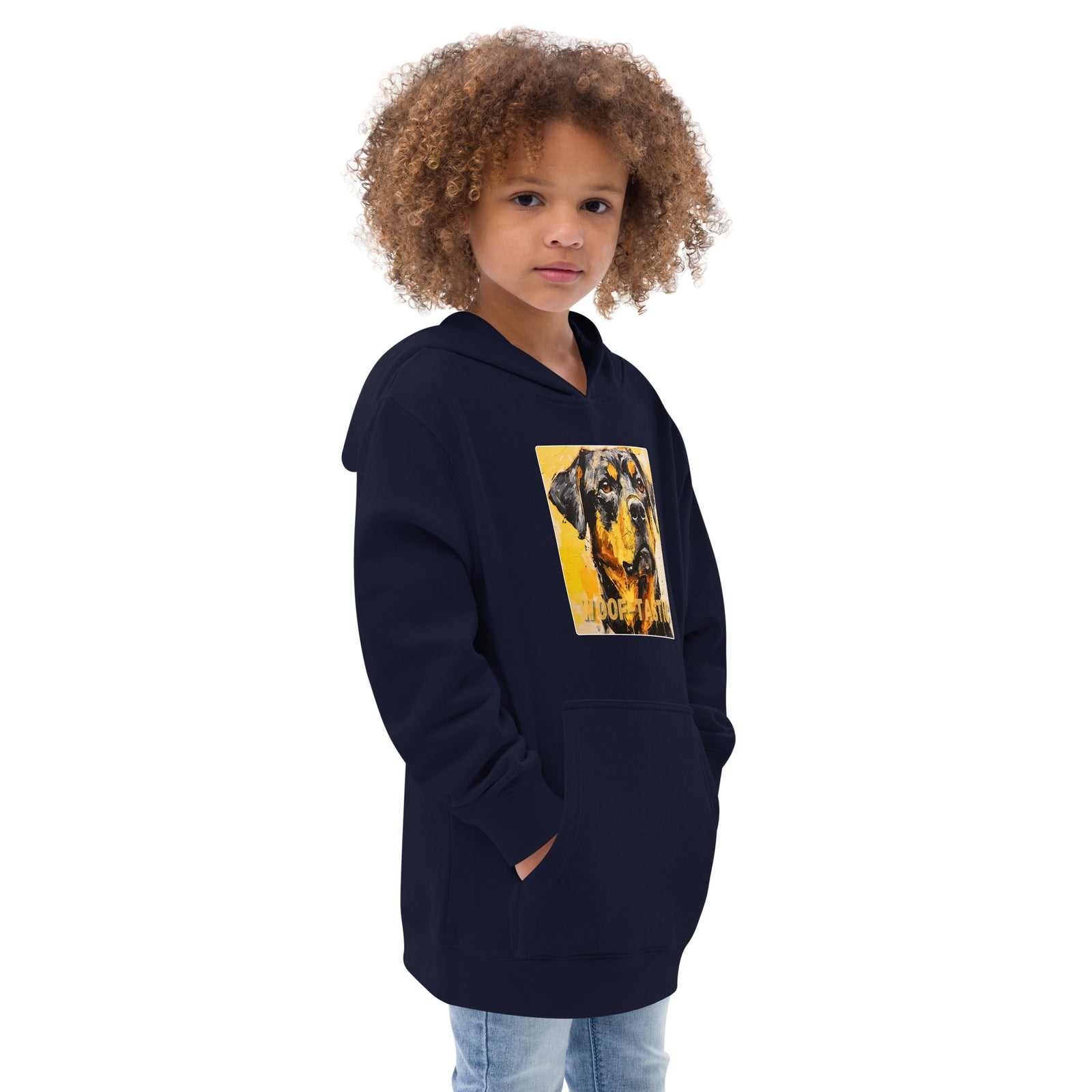 Kids fleece hoodie Woof-tastic Rottweiler