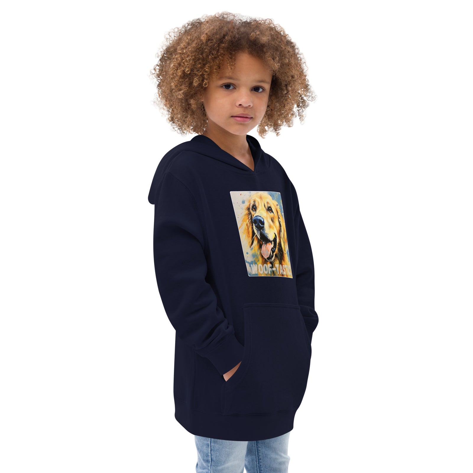 Kids fleece hoodie Woof-tastic Golden Retriever
