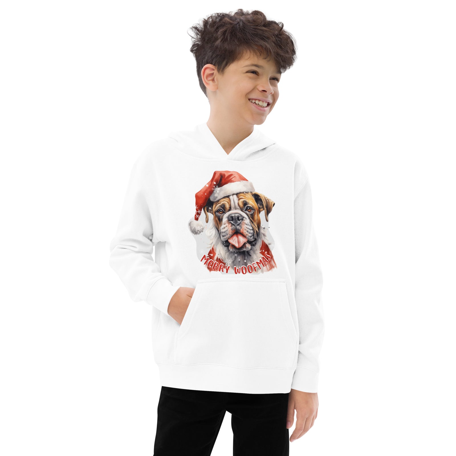 Kids fleece hoodie Boxer - Merry Woofmas