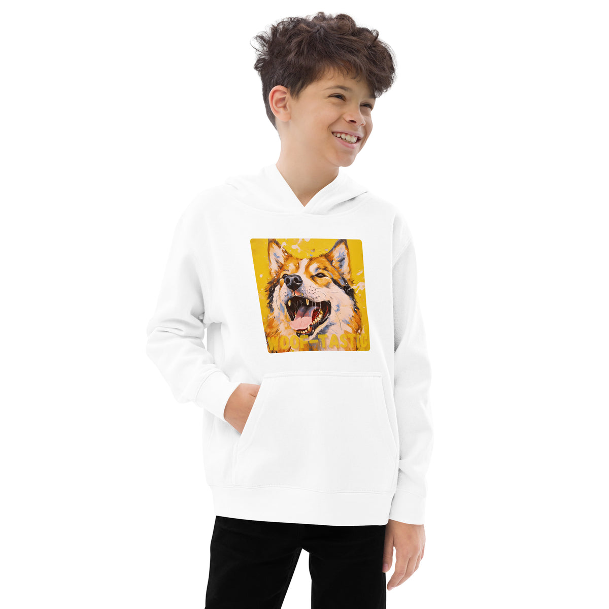 Kids fleece hoodie Woof-tastic Akita