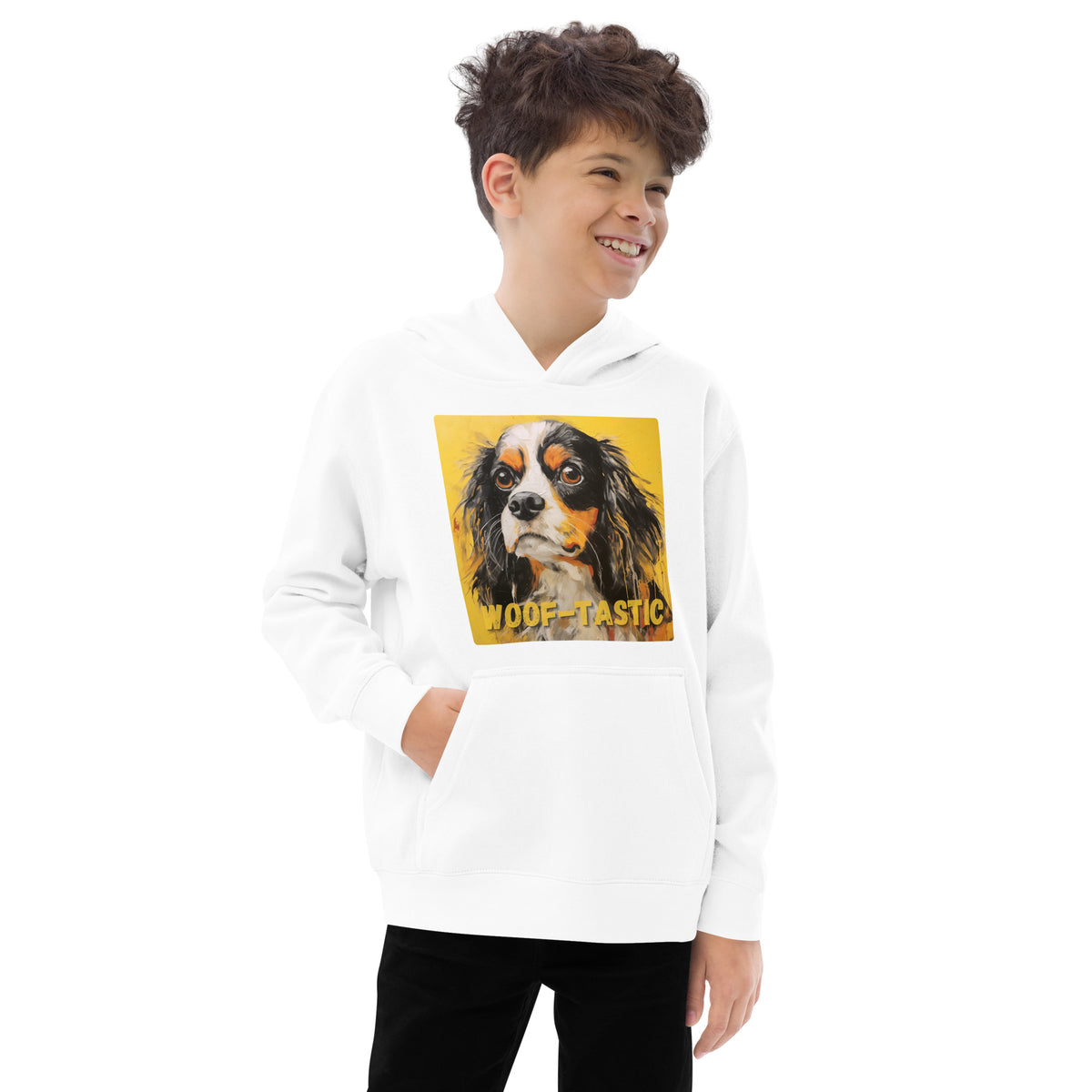 Kids fleece hoodie Woof-tastic Cavalier King Charles Spaniel