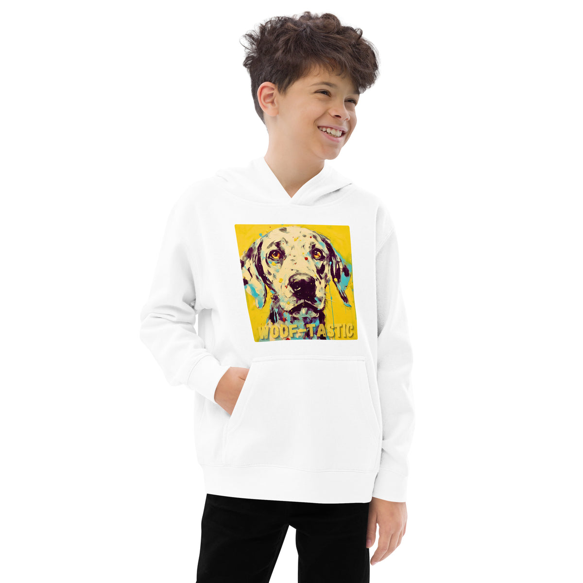 Kids fleece hoodie Woof-tastic Dalmatian
