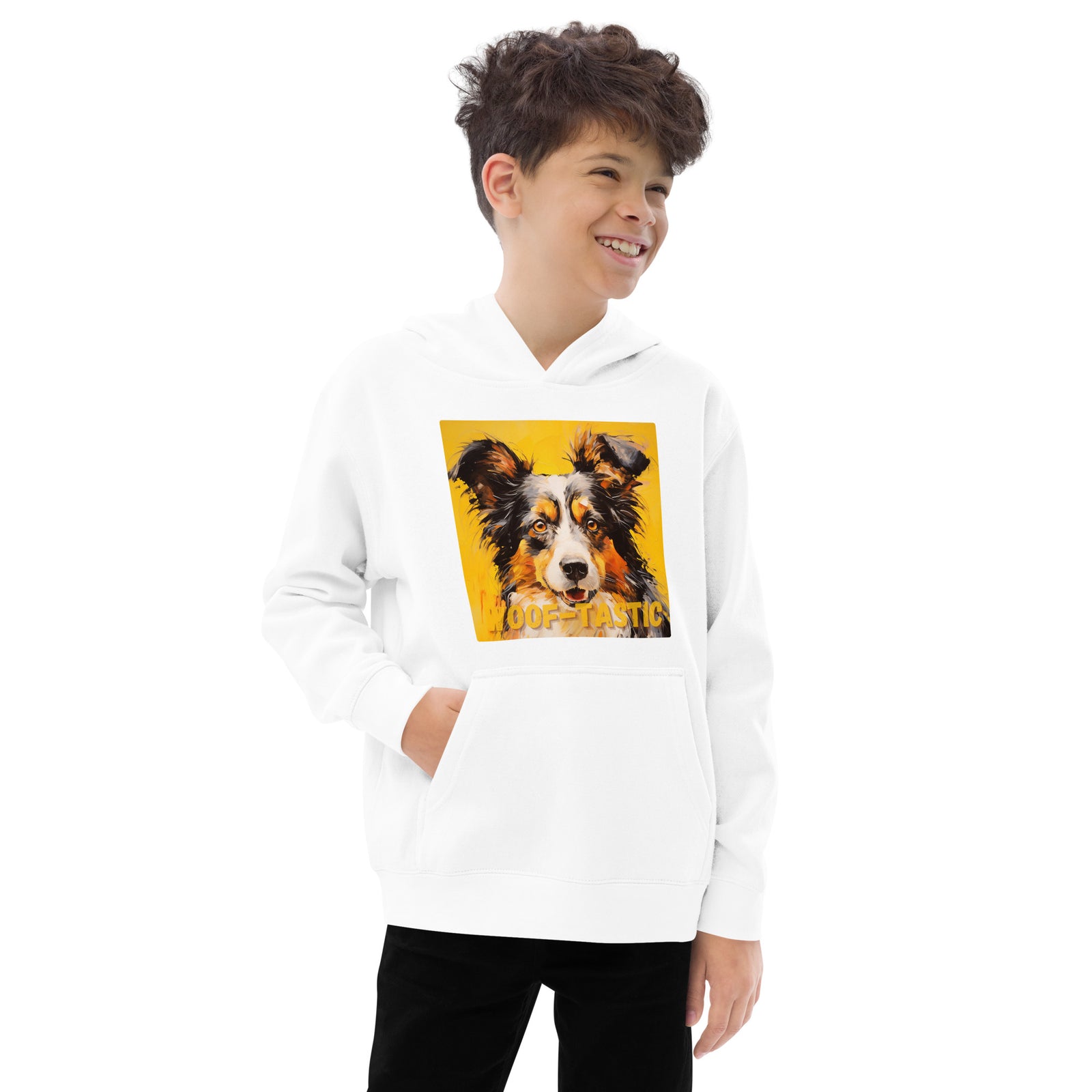 Kids fleece hoodie Woof-tastic Shetland Sheepdog