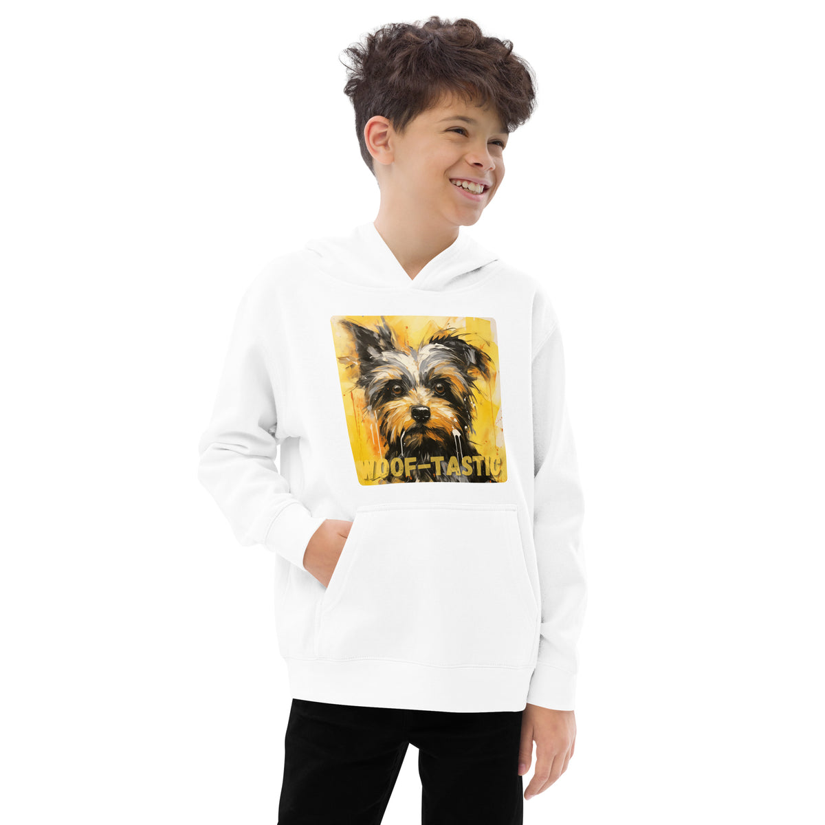 Kids fleece hoodie Woof-tastic Yorkshire Terrier