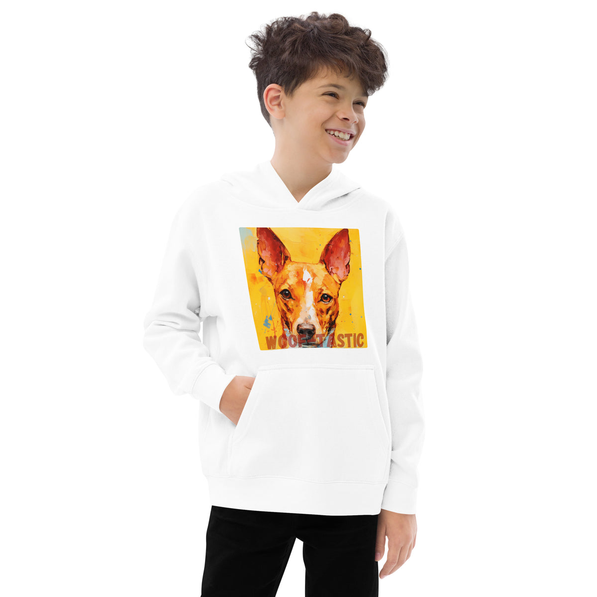 Kids fleece hoodie Woof-tastic Basenji