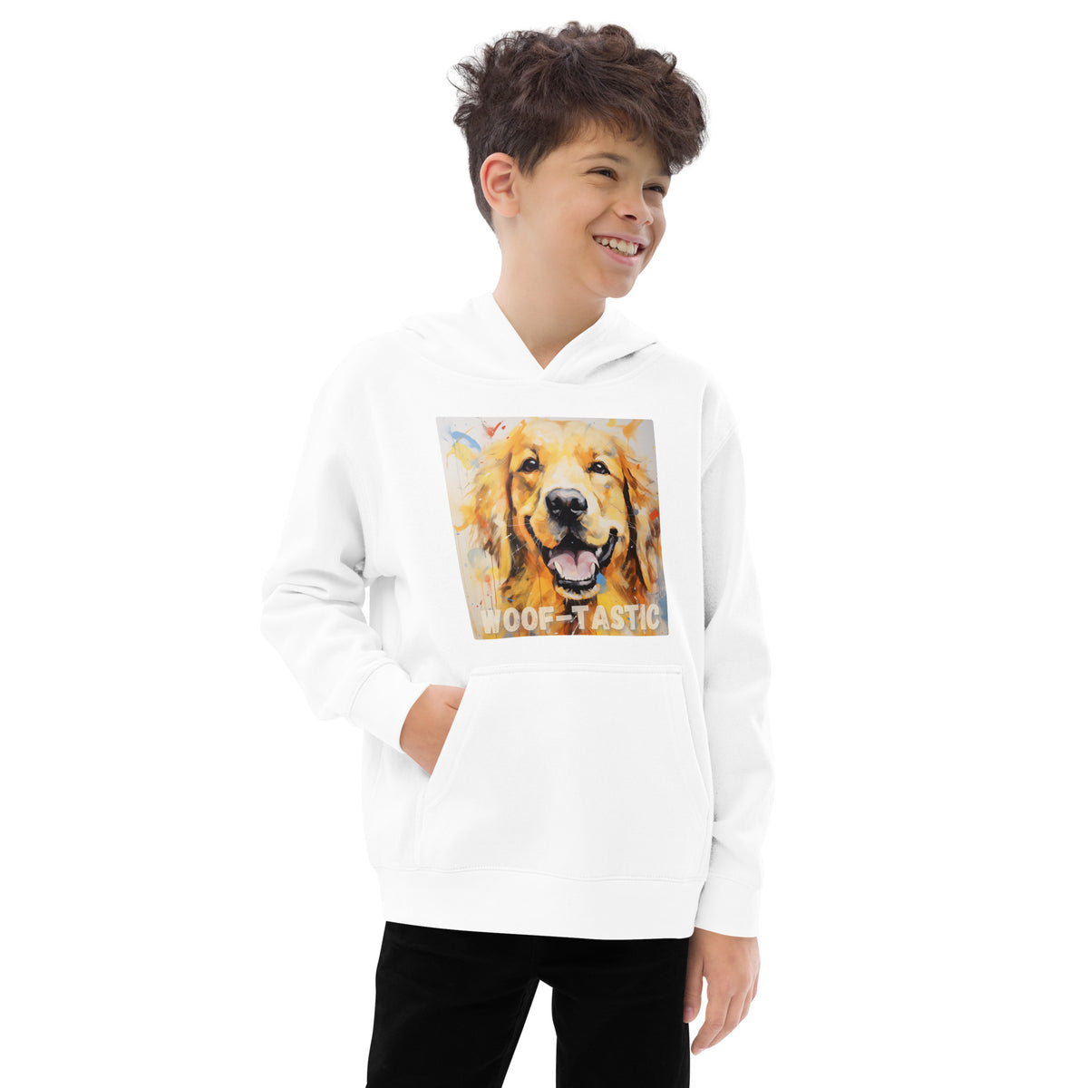 Kids fleece hoodie Woof-tastic Golden Retriever