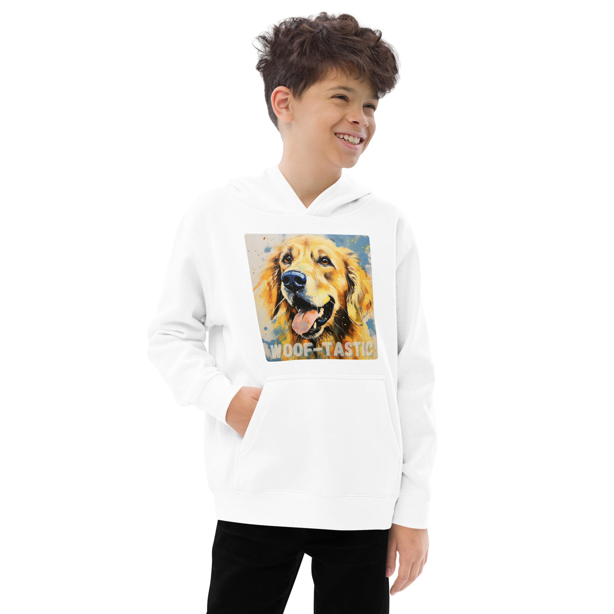 Kids fleece hoodie Woof-tastic Golden Retriever