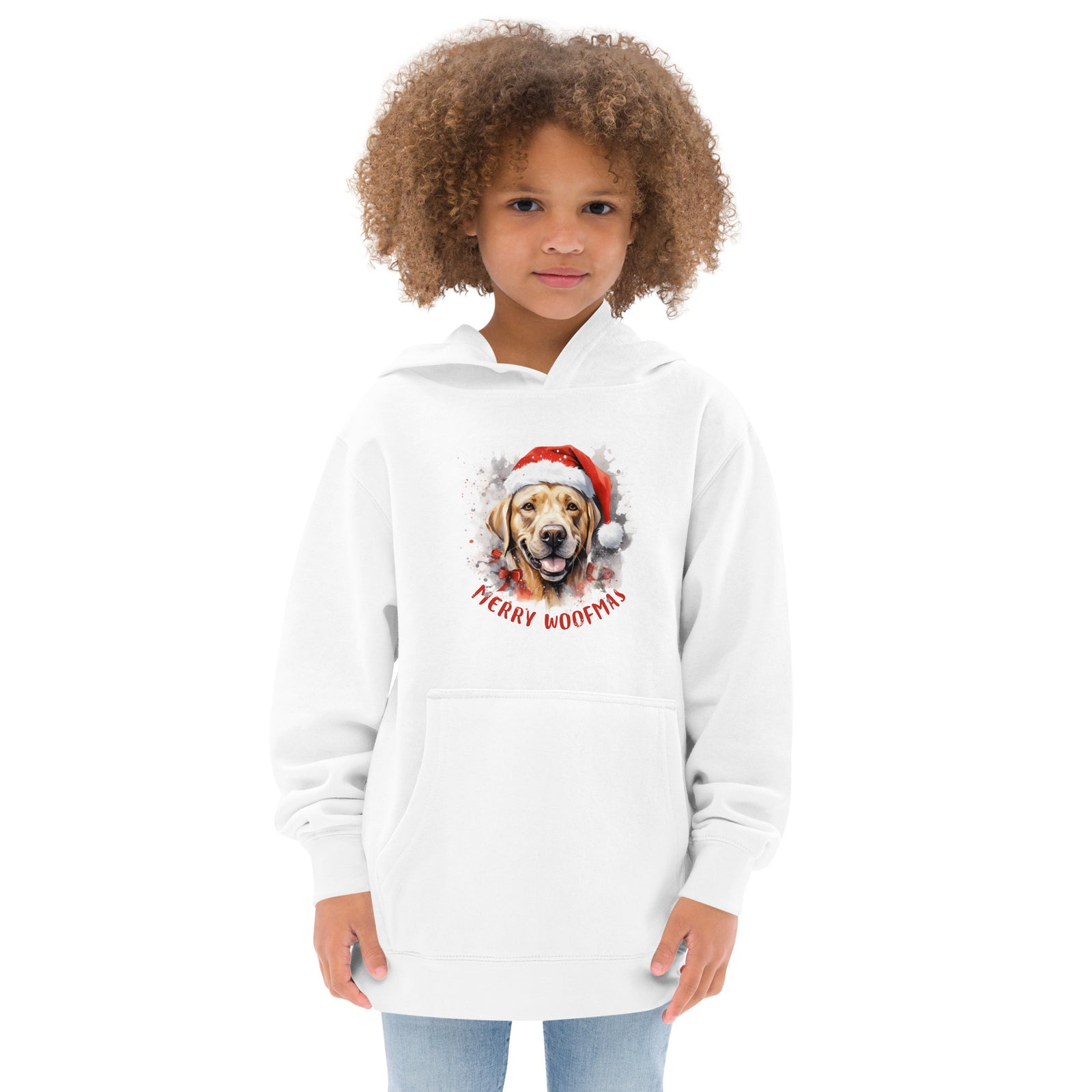 Kids fleece hoodie Labrador - Merry Woofmas