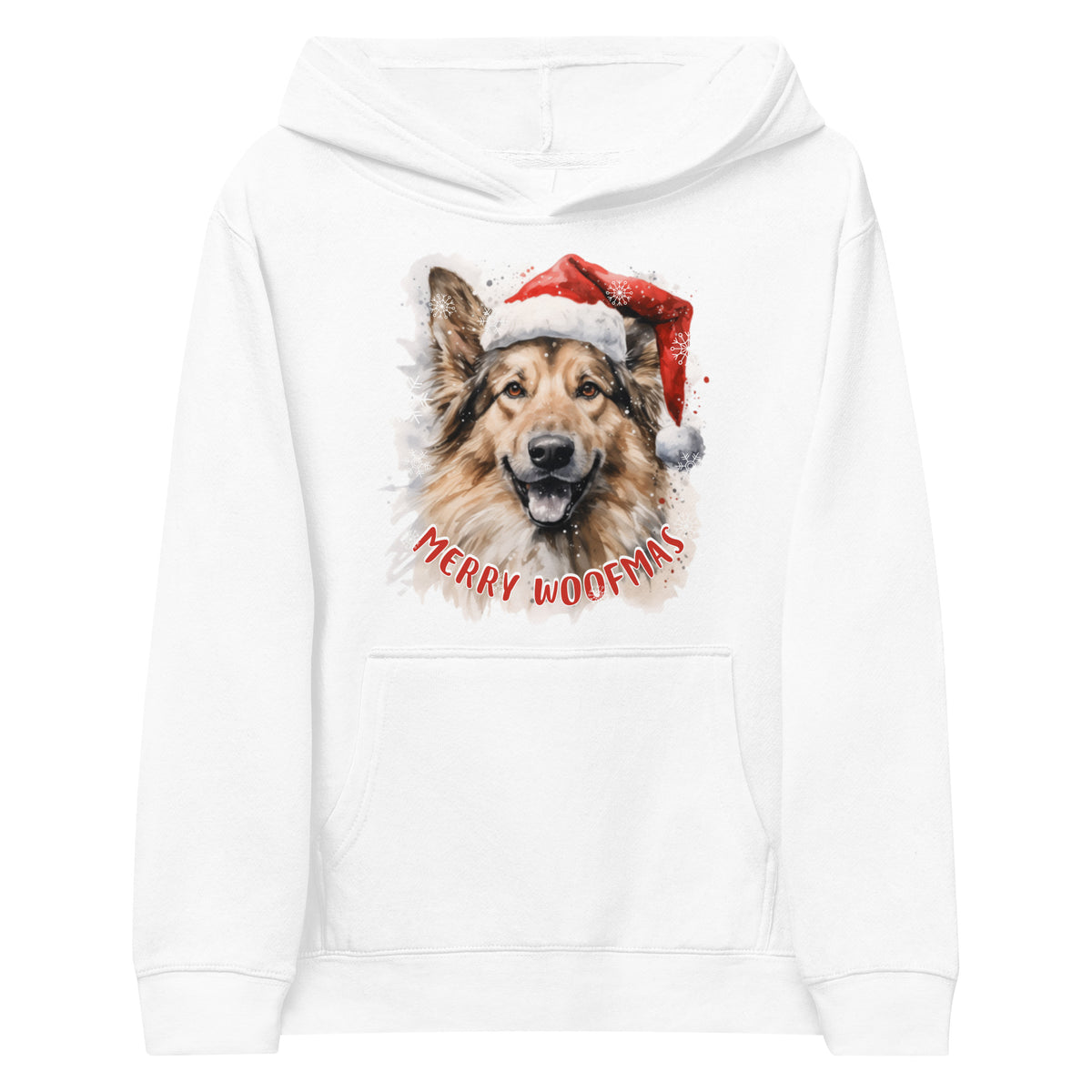 Kids fleece hoodie German Shepherd - Merry Woofmas
