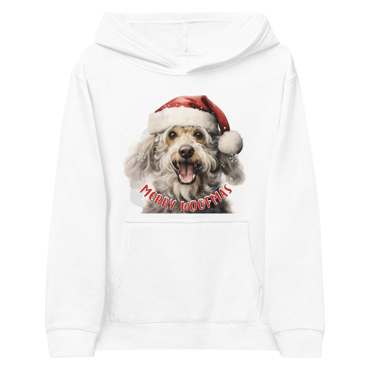 Kids fleece hoodie Poodle - Merry Woofmas