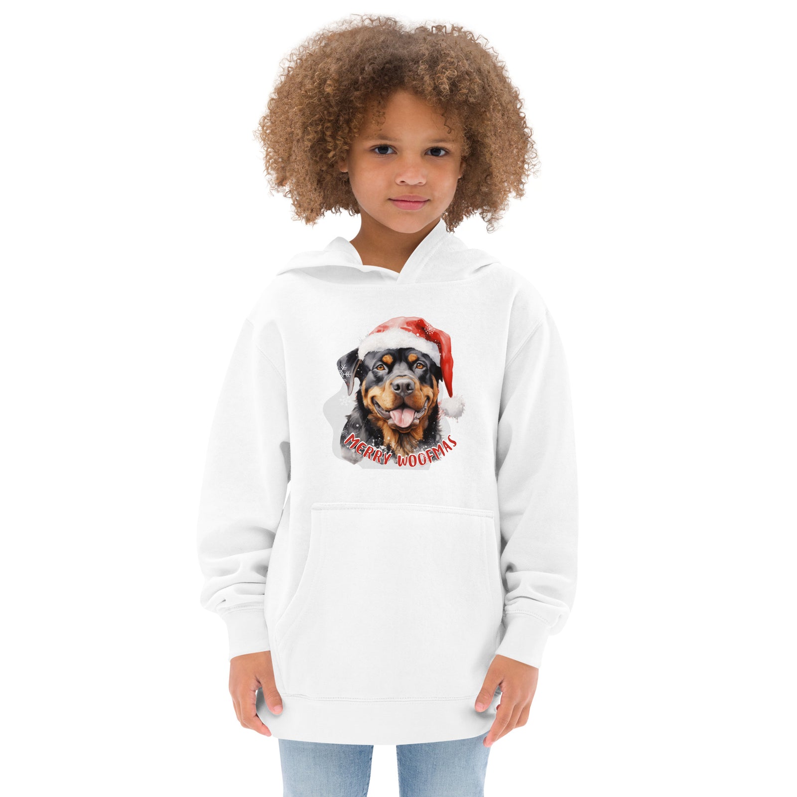 Kids fleece hoodie Rottweiler - Merry Woofmas
