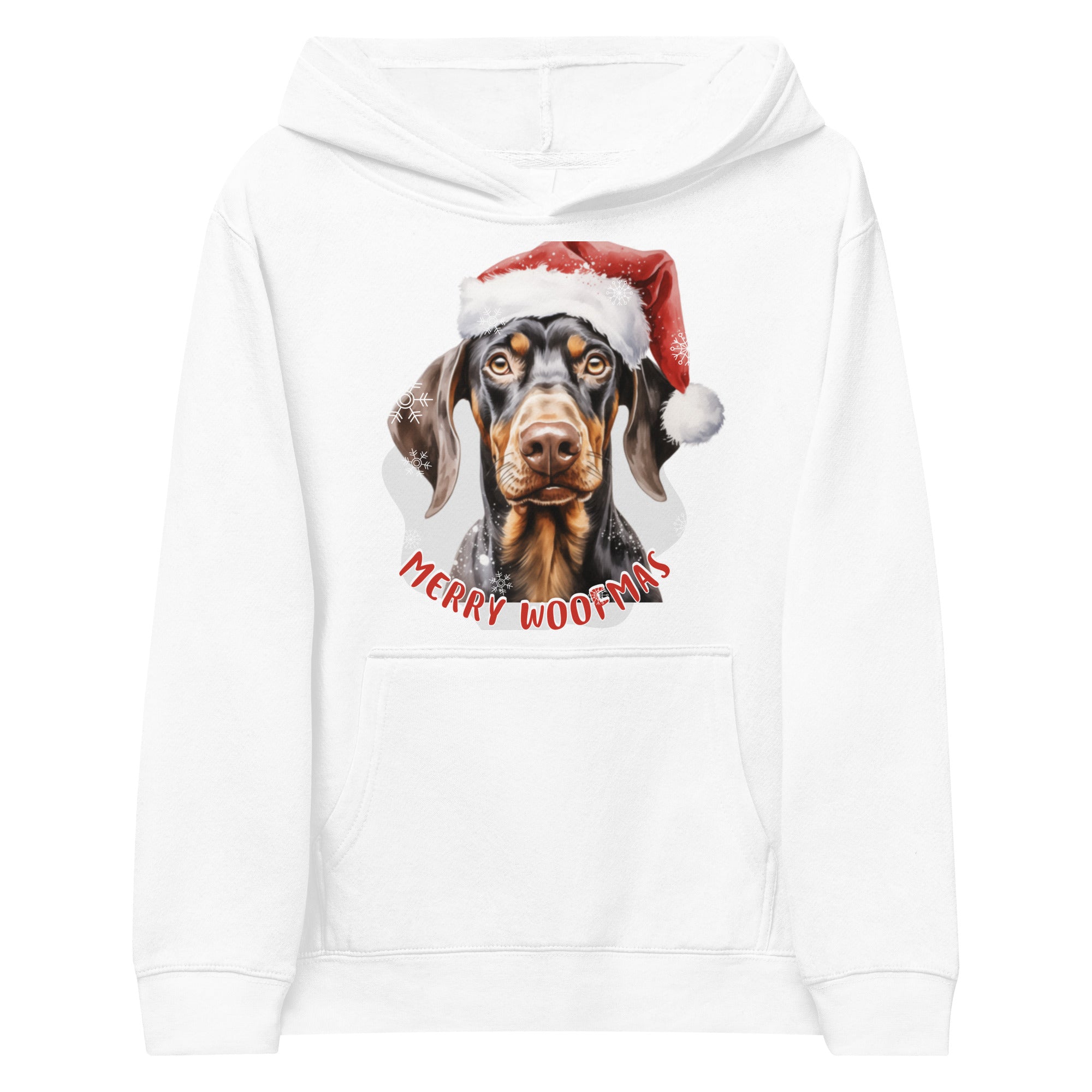 Kids fleece hoodie Doberman - Merry Woofmas