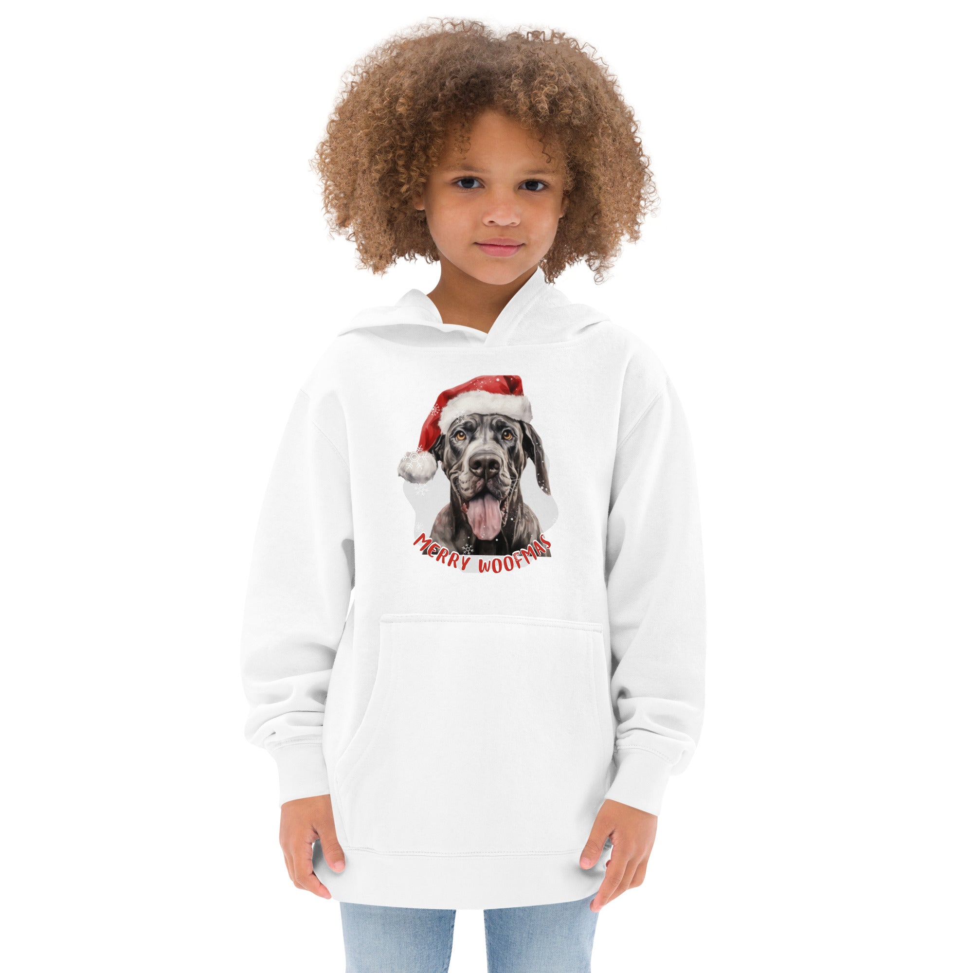 Kids fleece hoodie Great Dane - Merry Woofmas