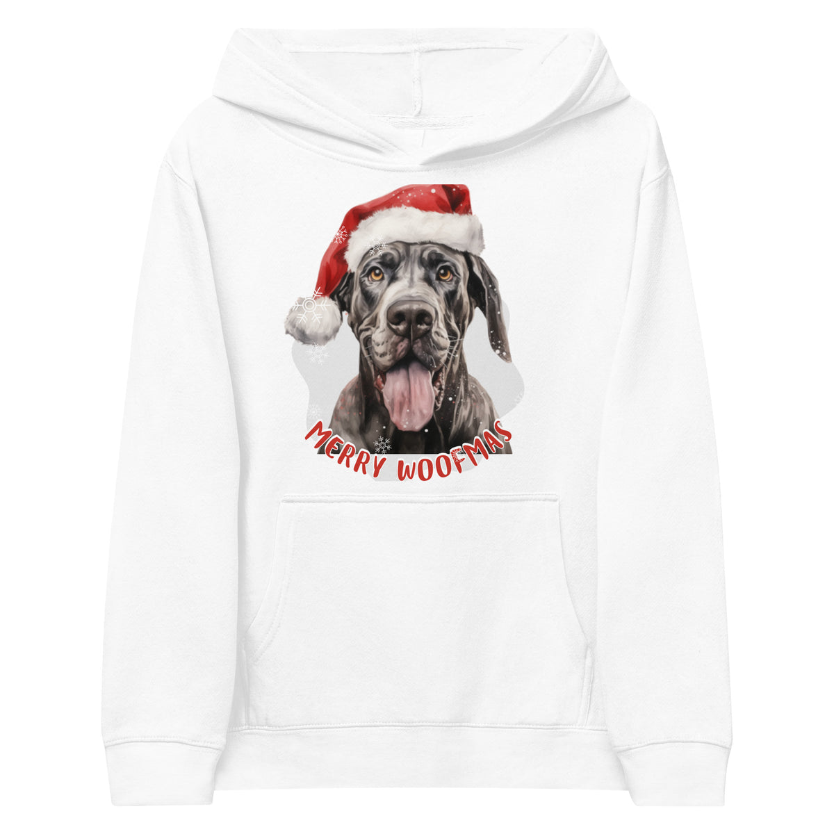 Kids fleece hoodie Great Dane - Merry Woofmas