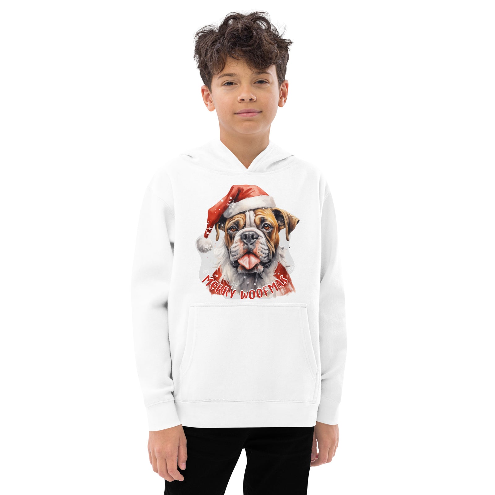 Kids fleece hoodie Boxer - Merry Woofmas