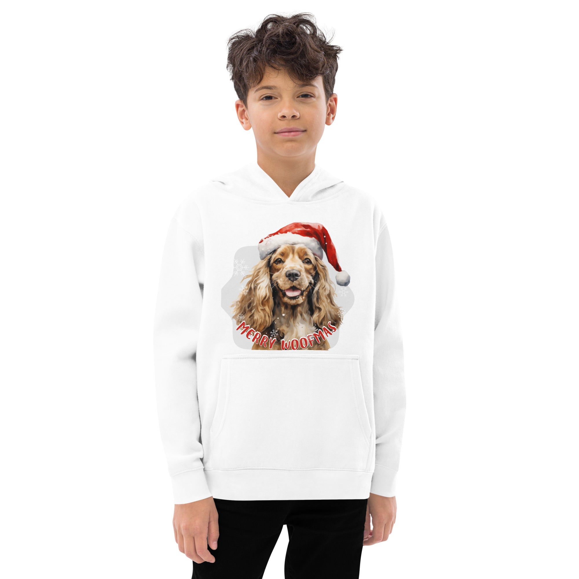 Kids fleece hoodie Cocker Spaniel - Merry Woofmas