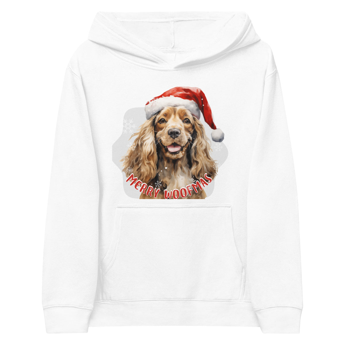 Kids fleece hoodie Cocker Spaniel - Merry Woofmas