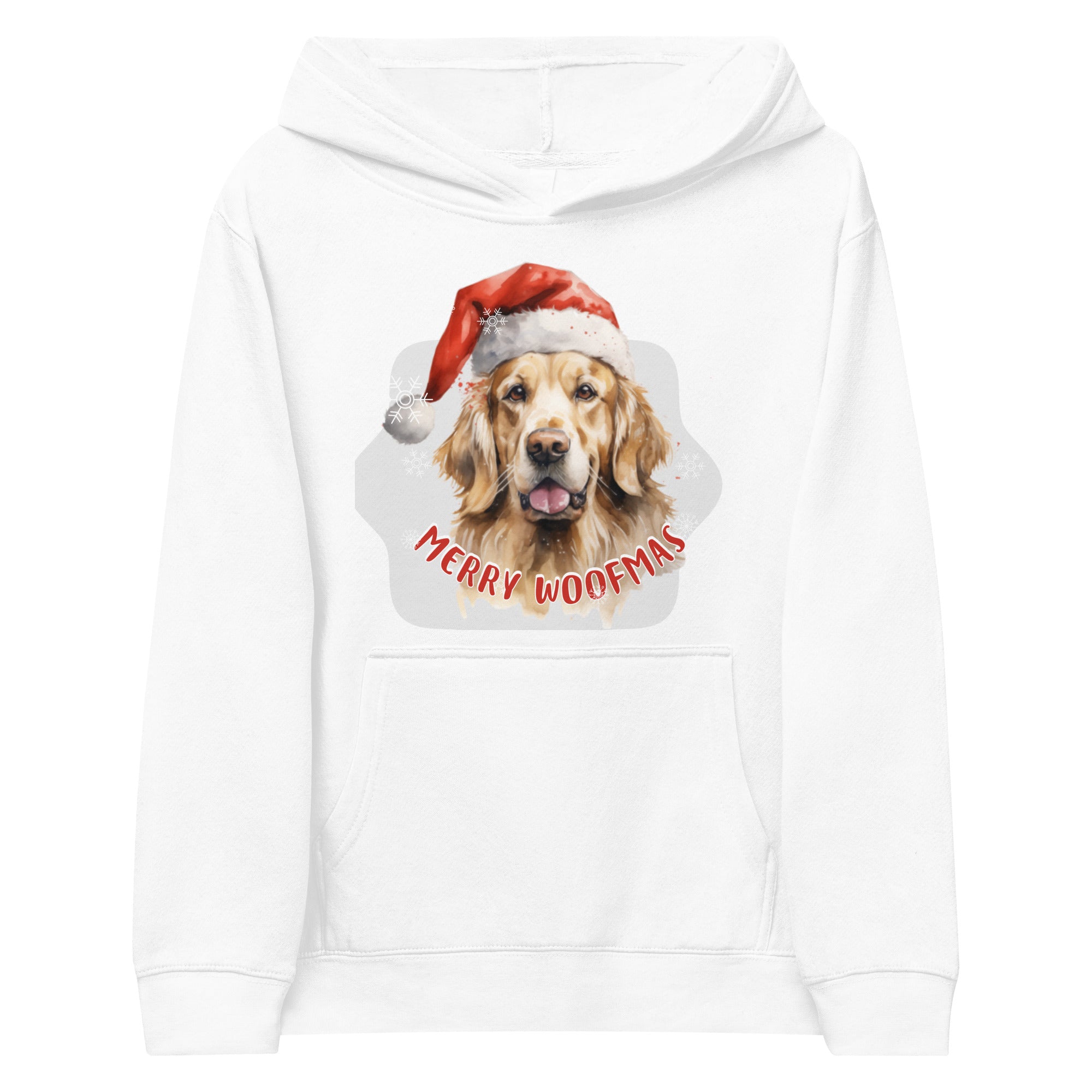 Kids fleece hoodie Golden Retriever - Merry Woofmas