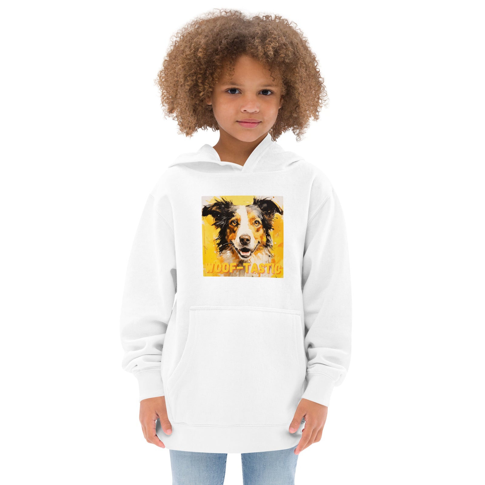 Kids fleece hoodie Woof-tastic Border Collie